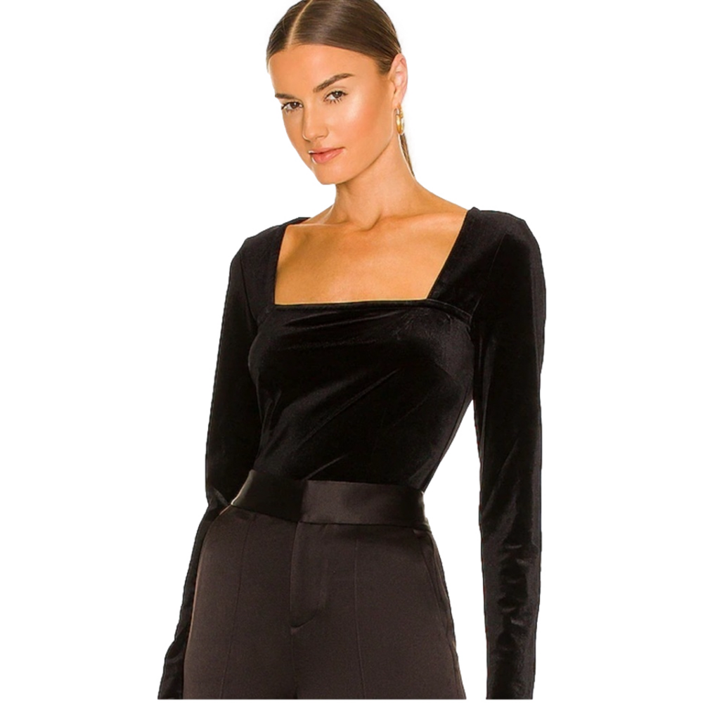 N:philanthropy Top Black Square Neck Long  Sleeve Pullover NWT Size Medium